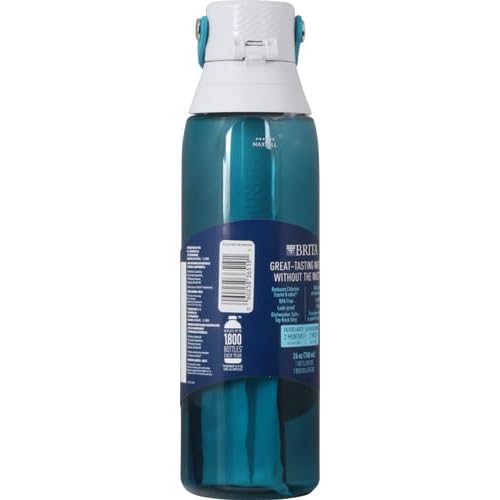 Brita Hard-Sided Plastic Premium Filtering Water Bottle, BPA-Free, Reusable, Replaces 300 Plastic Water Bottles, Filter Lasts 2 Months or 40 Gallons, Includes 1 Filter, Sea Glass - 26 oz.