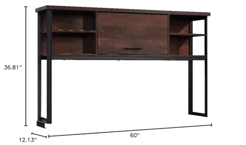 Engineered Wood and Metal Storage Hutch with Adjustable Shelves - Barrel Oak