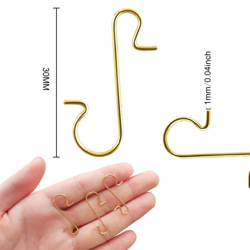 240 Gold Metal Christmas Ornament Hooks S-Shaped Tree Bauble Hangers with Box
