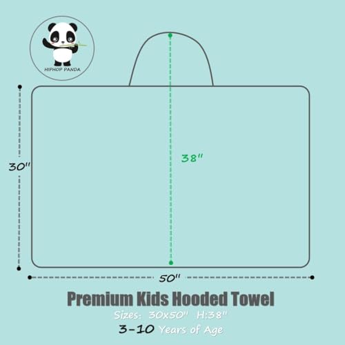 HIPHOP PANDA Kids Hooded Towel - Ultra Soft Bamboo Bath & Beach Towel (30x50")