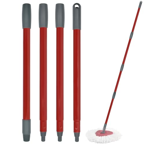 Adjustable Spin Mop Replacement Handle - 4-Section 30" to 58" Heavy Duty Iron Pole