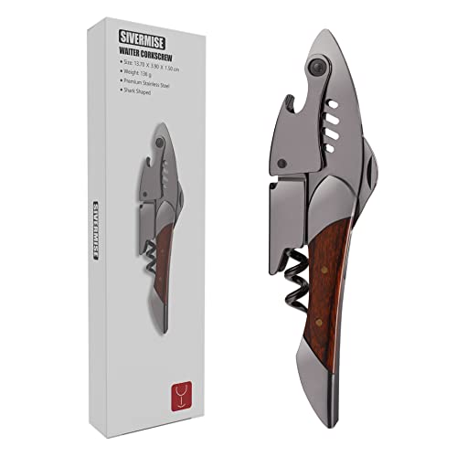 SIVERMISE Shark Shaped Waiter's Corkscrew with Rosewood Handle - Heavy Duty Wine Opener