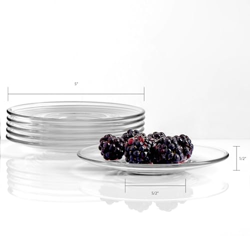 Pasabahce 6-Piece Clear Glass Saucer Set for Coffee, Tea, Cookies & Snacks