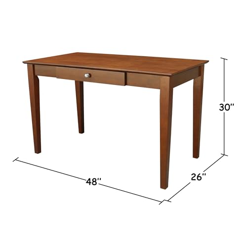 Solid Wood Desk and Chair Set with Drawer - Espresso Finish