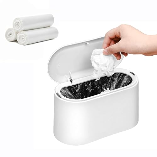 Mini Desk Trash Can with Lid - 0.5 Gal Small Countertop Wastebasket