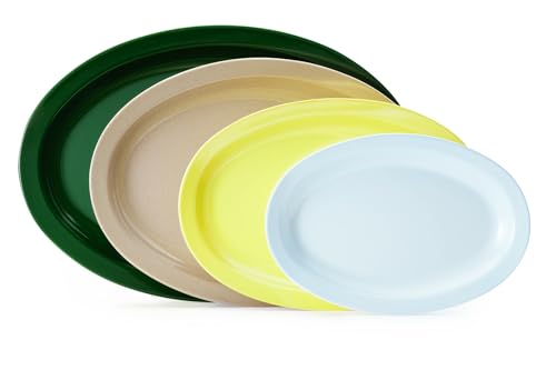 G.E.T. Melamine Oval Serving Platter 11.75x8.25 Sandstone Set of 12
