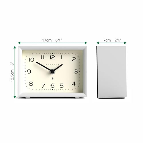 Contemporary Rectangular Desk Clock with Silent Sweep Movement - White