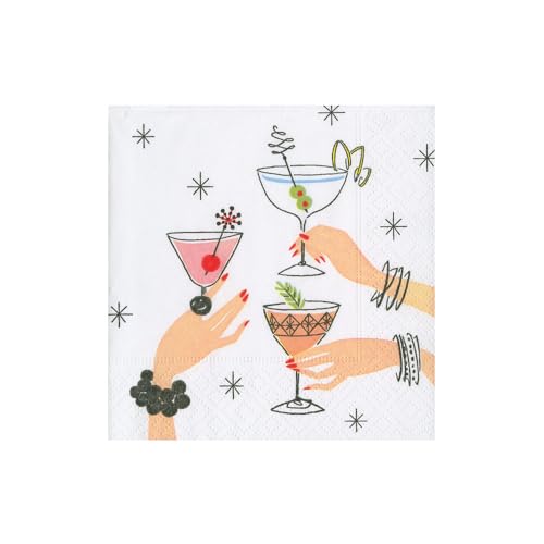 Caspari Aperitivo Cocktail Napkins - 20 Pack, Triple-Ply, Artistic Design