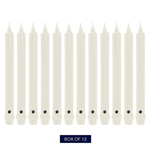 Colonial Candle Unscented White Taper Candle - Classic Collection, 8in, Pack of 12