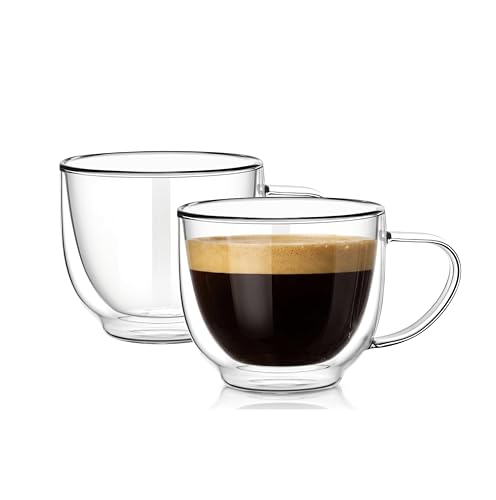 SCJHMY 6oz Double Wall Glass Coffee Mugs Set of 2 - Insulated Espresso Cups