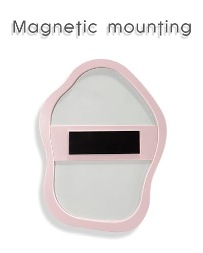 Magnetic Locker Mirror 8.6 x 6.3 Inch, Pink Rectangular Metal Surface Mirror