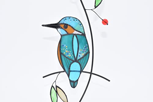 Kingfisher Stained Glass Suncatcher - Bluebird on Branch