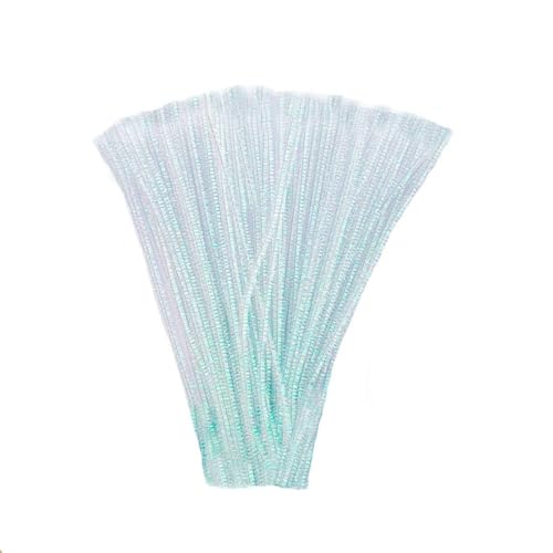 Iridescent Sparkly Tinsel Craft Stems 6mm x 12 Inch, 200 Pack - Colorful White