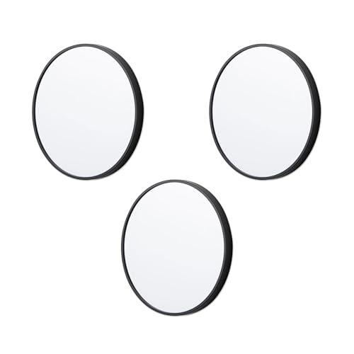 3-Piece 10-Inch Round Wall Mirror Set, Black Minimalist Circle Mirrors