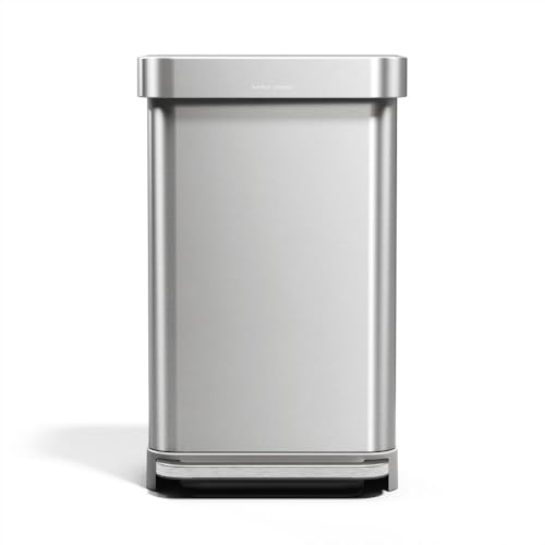 45L Rectangular Step Trash Can with Liner Pocket and Silent Close Lid