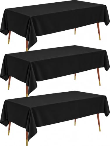 Pureegg Black Disposable Table Cloth 54x108 3-Pack for 4–8 ft Tables