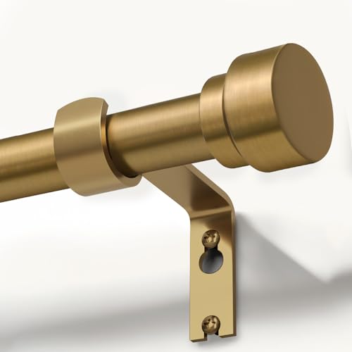 Adjustable Warm Gold Curtain Rod 72-144 Inch - 1" Heavy Duty Metal Rod