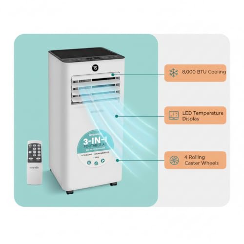 8000 BTU Portable Air Conditioner Small AC Unit with Dehumidifier