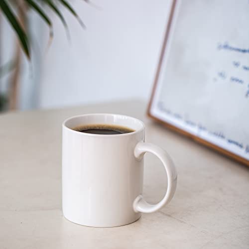 Off White GBhome 12 oz Ceramic Coffee Mug Set of 12 - Durable & Microwave Safe