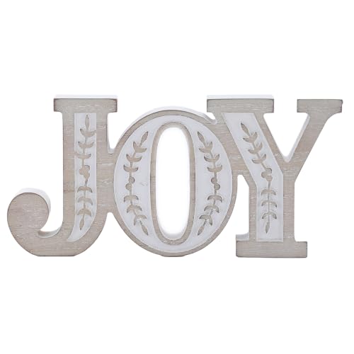 TRENDIN Joy Christmas Sign - Carved Rustic Wooden Decor, 9.3 x 4.3 inches, Multi