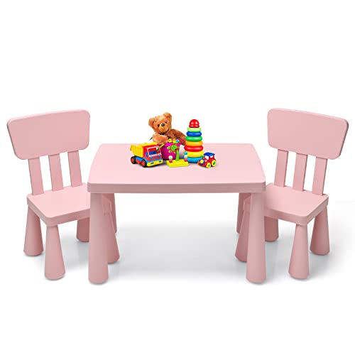3-Piece Kids Table and Chair Set for Toddlers - Pink Activity Furniture