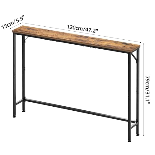 47.2-Inch Narrow Console Table, Industrial Entryway & Sofa Table