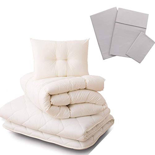 Japanese Futon Set, Twin Size Floor Mattress with Comforter and Pillow