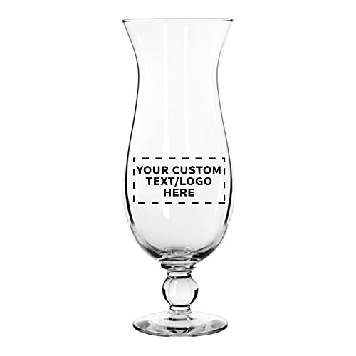 Custom 16 oz Hurricane Glasses Set of 12 - Personalized Clear Drinkware for Cocktails