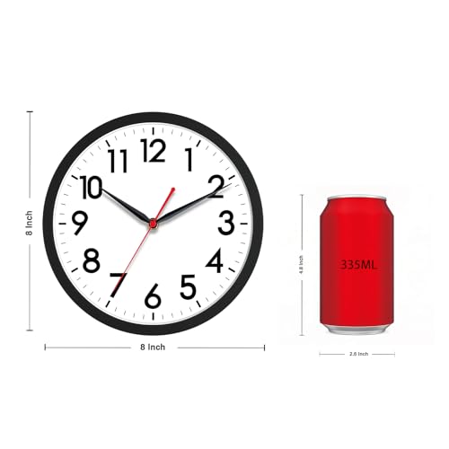 8-Inch Silent Wall Clock - Modern Small Battery Operated Analog Clock