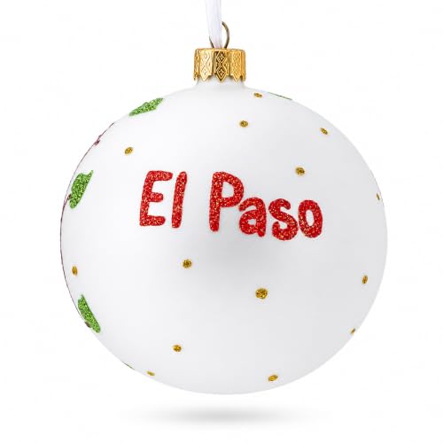 BestPysanky 4-Inch Hand-Painted Glass Christmas Ornament - El Paso, Texas
