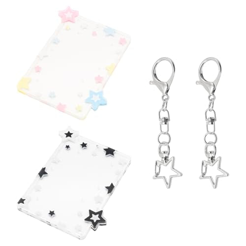 2pcs Acrylic Star Photocard Holder Keychain, Protective Card Case with Chain