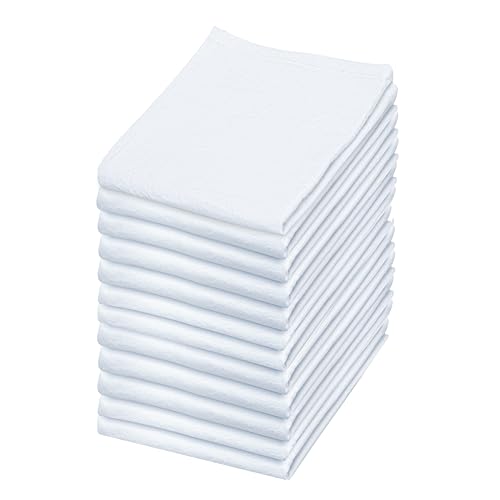 100% Cotton Flour Sack Towels, 18" x 28" - 12 Pack Kitchen Dish Towels