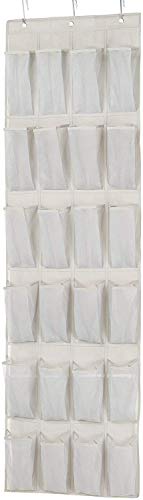 Amazon Basics Over-the-Door Shoe Organizer, 24 Mesh Pockets, Light Grey