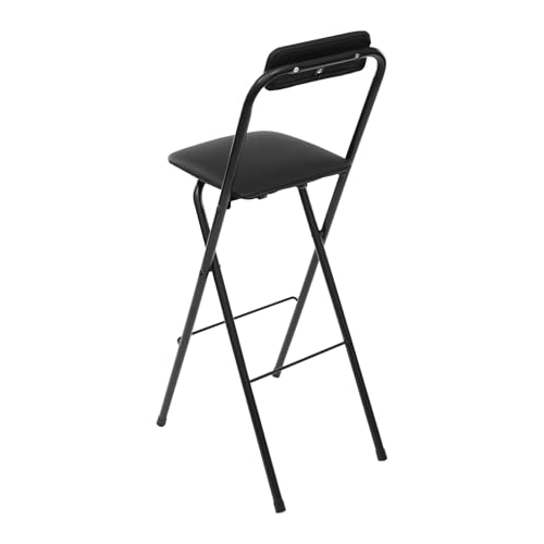 Folding Counter Height Bar Stool, 29.5-inch Padded Portable Chair, Black