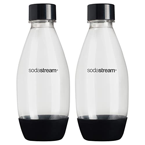 0.5L Slim Carbonating Water Bottles - Twin Pack, Dishwasher Safe, Black