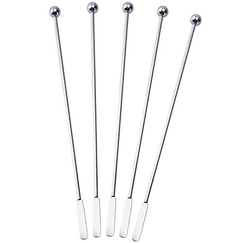 Silver 20 pcs Stainless Steel Coffee & Cocktail Stir Sticks 7.4" Reusable Barware
