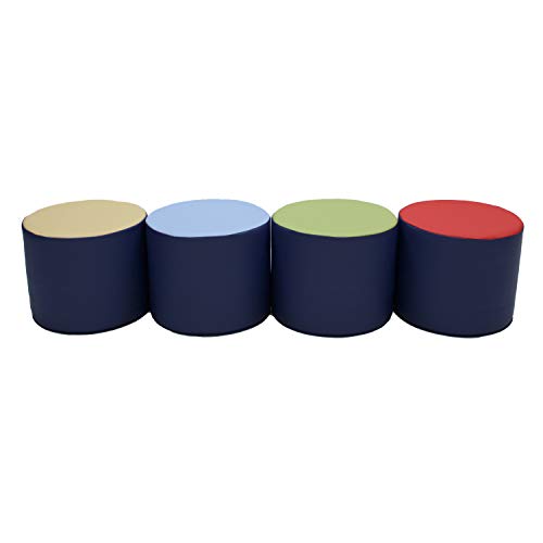 4-Piece Kids Round Foam Ottoman Set, 12-Inch Flexible Seating for Playrooms