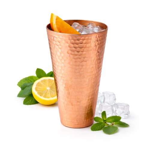 24 oz Hand Hammered Solid Copper Tumbler - Large Unlined Drinking Cup