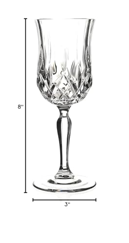 Set of 6 Crystal Water Glasses, 8 Oz Elegant Cut Glass Drinkware