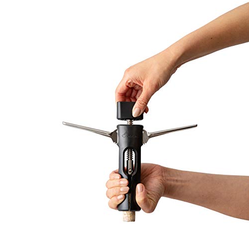 Rabbit Wing Corkscrew with Non-Stick Spiral & Bottle Opener - Black