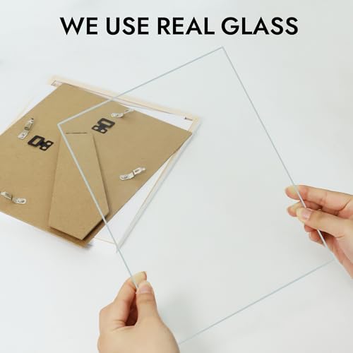 5x5 Solid Wood Picture Frame with Real Glass, Holds 4x4 or 5x5 Photos