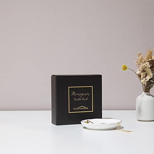 Ceramic Jewelry Tray Trinket Dish with Gold Monogram Gift Box
