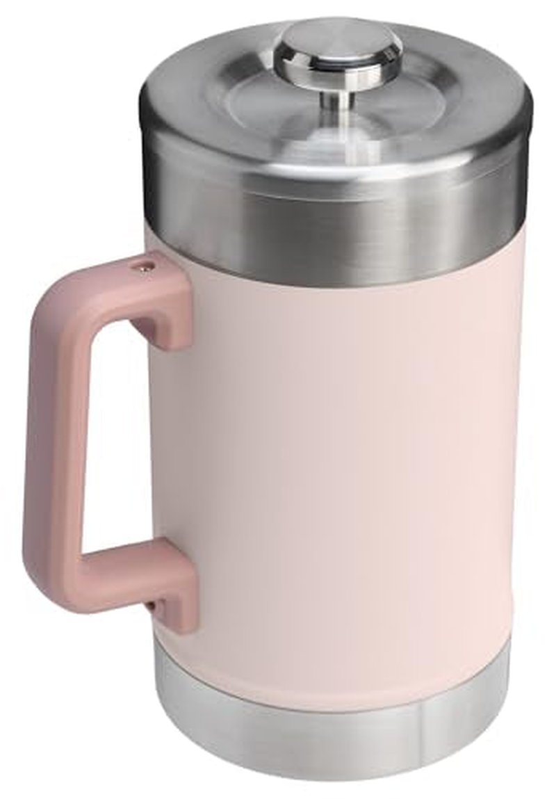 STANLEY Classic Stay-Hot French Press Coffee Maker 48 oz | 5 Minute Brew, 4 Hours Hot | Mesh Filter for Coffee Grounds | Insulated Stainless Steel French Press | BPA-Free | Rose Quartz