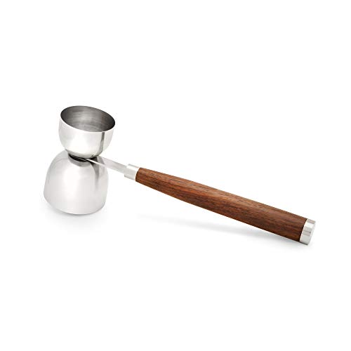 Brown Viski Admiral Wood Handle Double-Ended Jigger - Professional Bar Tool