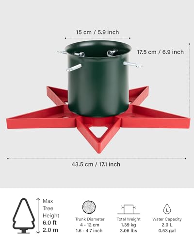 Heavy-Duty Metal Christmas Tree Stand for Real Trees Up to 6.5 Ft