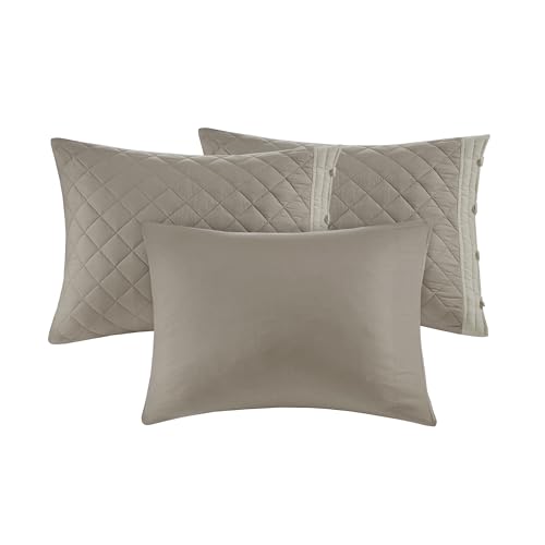 100% Cotton 6-Piece Daybed Cover Set - Diamond Quilted Khaki Bedding