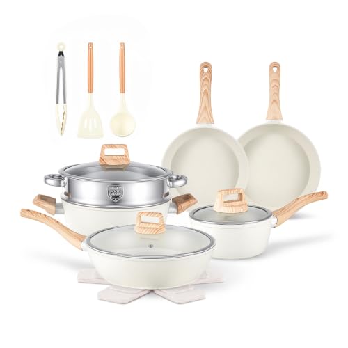 16-Piece Nonstick Pots and Pans Set - Even Heat Aluminum Cookware