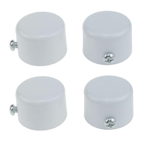 4 Pack Metal Curtain Rod End Caps, 1.1-Inch Diameter Pole Finials, White