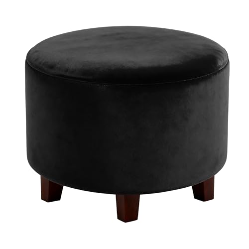 Round Velvet Footstool Slipcover - Stretch Protector for Furniture