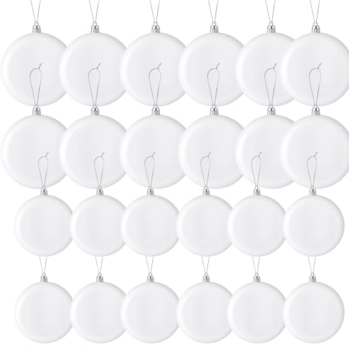 Blank Christmas Ornament Balls 24pc – 2 Sizes, Matte White Plastic DIY Decor